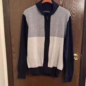 Sean John Black and Gray Zip-Up Sweater